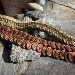 Copper and brass bracelets with spiral Egyptian links