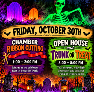 Rest in Peace RV Park ribbon cutting flyer