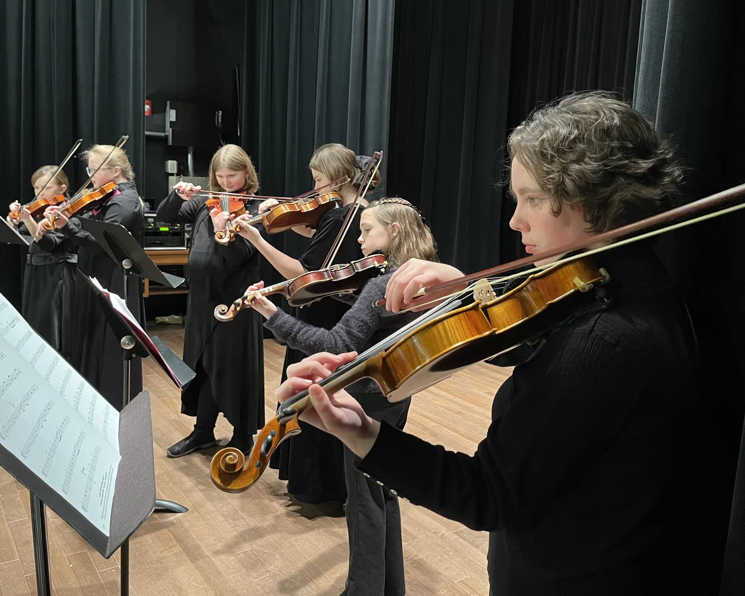 Young violinists from the Festival at Sandpoint youth strings program